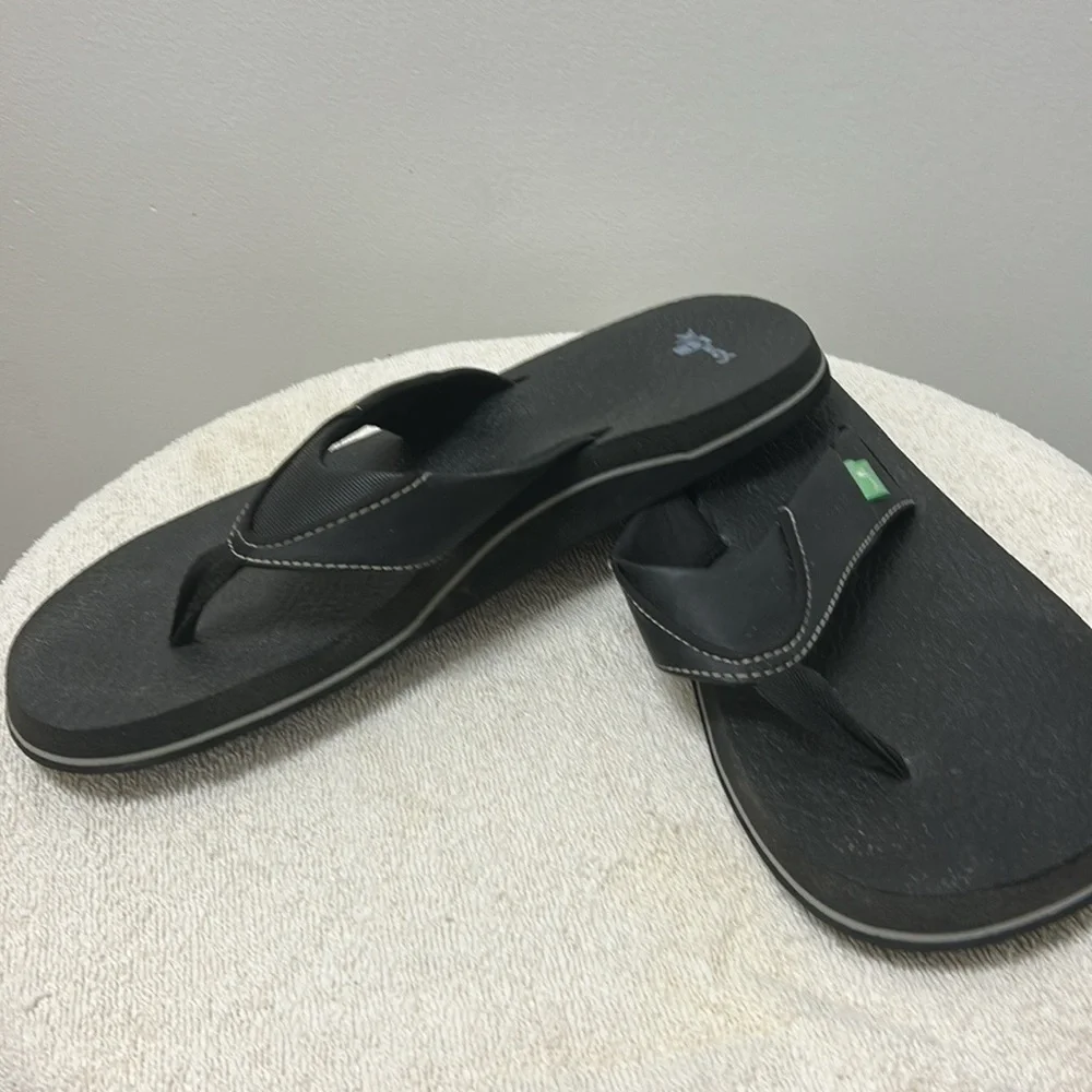 Sanuk Beer Cozy Flip Flop thong sandals coastal beach cruise men’s size 11 black